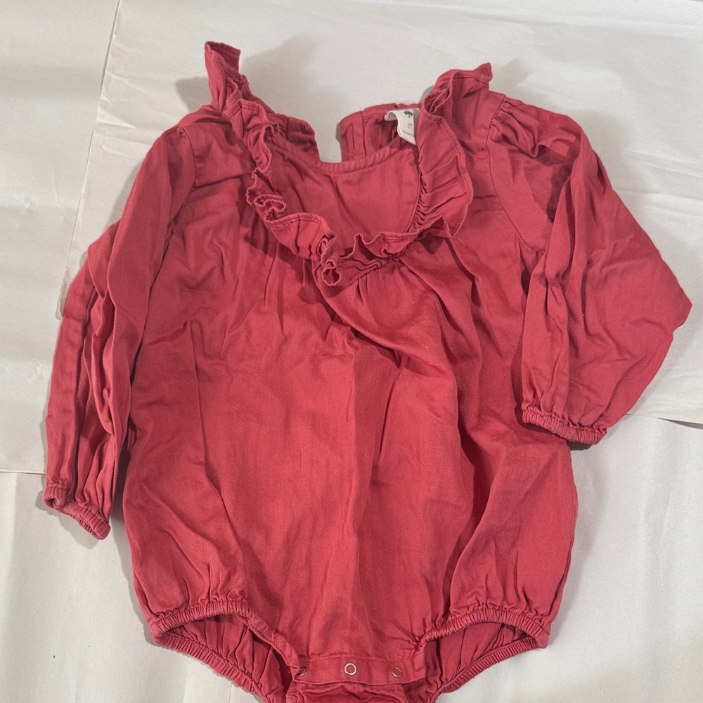 Kate Quinn Ruffled Red Baby Romper 2T